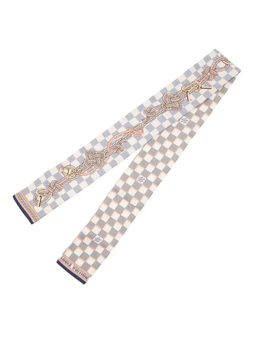 Louis Vuitton Scarf Bandeau Damier Azur Infinity Silk White